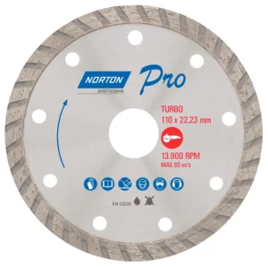 Disco de Corte Diamantado Pro Turbo 110 x 22,23mm - NORTON-70184624365